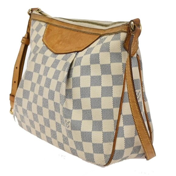 LOUIS VUITTON Siracusa PM Shoulder Bag Damier Azur Leather White N41113 12AA089 - Picture 2 of 15